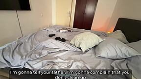 stepmom stuck under bed? stepson takes full advantage 😈 creampie time!
