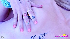 check out this cute blonde stripping naked for close-up shots