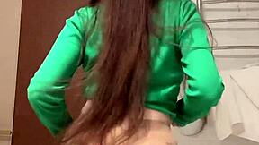 tiktok girl twerks miniskirt stockings bra panties small tits sexy dance 💃🔥