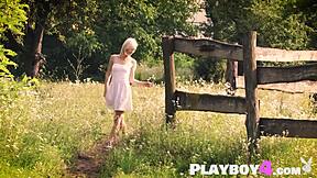 Petite Blonde Zazie Strips Small Tits Outdoor Reveal