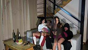 two petite brunettes host wild stranger sex party