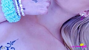 check out this cute blonde stripping naked for close-up shots