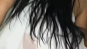 oiled french milf's big puffy tits messy cumshot titfuck