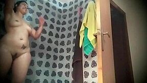 stepsis teases me showering then bends over for quickie doggystyle in bathroom