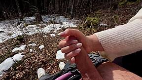 Hey babe check this wet forest handjob blowjob then risky doggy pounding