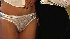 Blonde slave feels madame's groping hands everywhere while tied tight