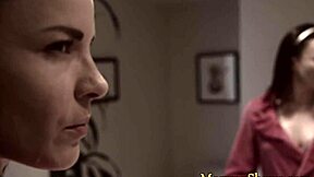 dyke milf straps on and pounds her stepdaughter's tight holes relentlessly