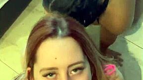 Redhead and brunette deliver hot oral action in amateur wife husband homemade scene