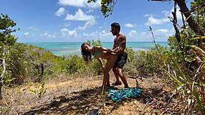 outdoor anal pounding my big tits bounce on beach