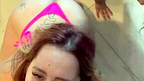 Redhead and brunette deliver hot oral action in amateur wife husband homemade scene