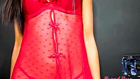 Skinny exotic brunette Monae deepthroats rides juicy cock milking cum