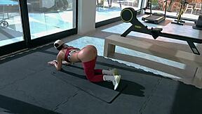 Horny teacher in leggings fucks athletic student's big ass after exam in gym