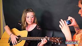 Feel that shared orgasm heat? Petite brunette Madelyn and blonde Sofia grind duo dildo to wet bliss