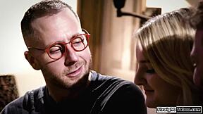 pervy neighbors dominate shaved teen pussy double fuck