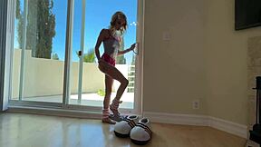 Blonde teen burglar Emma Rosie begs monster cock creampie after bust.