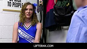 Blonde cheerleader lifter blooms roughly fucked by dirty cop in shop
