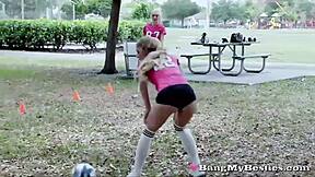 Hot soccer teens share cocks bent over cowgirl in friends foursome