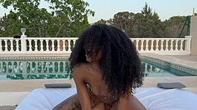 I fuck my black stepsister in pool she swallows all cum freaky maria