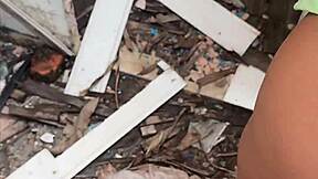 roberta faganelli rides bbc in abandoned gas station