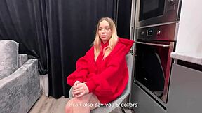 Pantyless Delivery Girl Steals Food Shows Big Tits Sucks Cock Fucks Tight Pussy