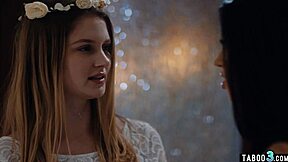 Skinny Alex Coal Licks Big-Titted Bride Bunny Colby's Trimmed Pussy