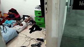 Corno watches young hotwife fuck friend in school room background