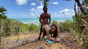 outdoor anal pounding my big tits bounce on beach