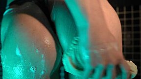 Foamy shower reveals juicy teen ass spreading wide