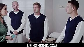 Three Horny Boys Unwrap Big Titted Stepmom