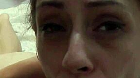 candie cross stares back while i doggy her then facial cumshot
