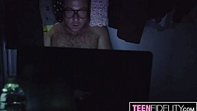 kyler quinn's perky tits bounce cowgirl riding to creampie while jerking chad off hard?