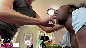 Big Ass Ebony MILF Deja Babe Worships Huge Cock