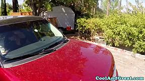 Morgan Lee rims and fucks in car after sloppy oral