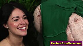 glam petite brit gets close up facial cumshot after deepthroat sucking his throbbing cock