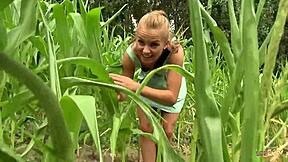 kinky petite shaved blonde lesbians lick pussies outdoors with vibrators till orgasm