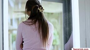 Making Busty Brunette Friend's Shaved Pussy Drip Wet With Tongue