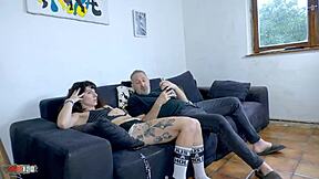 Stepdad, pay the bills with my skinny tattooed pussy and anal on couch?
