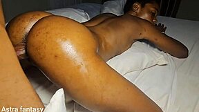 petite ebony slut rides big black cock cowgirl then creampied missionary squirting everywhere