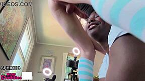 Big Ass Ebony MILF Deja Babe Worships Huge Cock