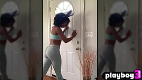 petite ebony milf misty stone teases perfect ass before fingering