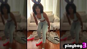 petite ebony milf misty stone teases perfect ass before fingering