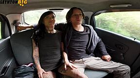 petite first-timer fucks monster cock in car as police nearly catches her