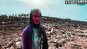 i gave a sloppy public deepthroat blowjob to huge cock then massive cumshot facial exploded on my pierced goth face omg so sticky