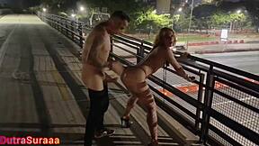 Womanizer bends me over street, fucks tight pussy while cuckold watches helplessly.
