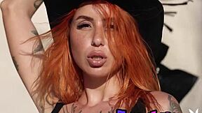 Wanna see petite redhead Ana Almeida strip naked showing sexy tattoos outdoors?
