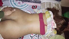 stepbrother gropes my big natural tits and tight pussy late night!