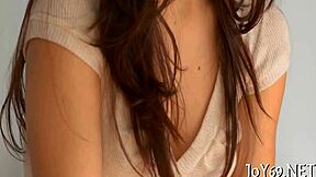 barely legal petite teen rides dildo hard craving real cock inside!