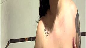 grabbing her first time in public bathroom gets wild