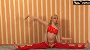 Flexible Ballerina's Teasing Red Dress Workout Turns Naked Yoga Seduction?