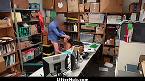 mall officer punishes thieving teen shoplifter with hardcore doggystyle!